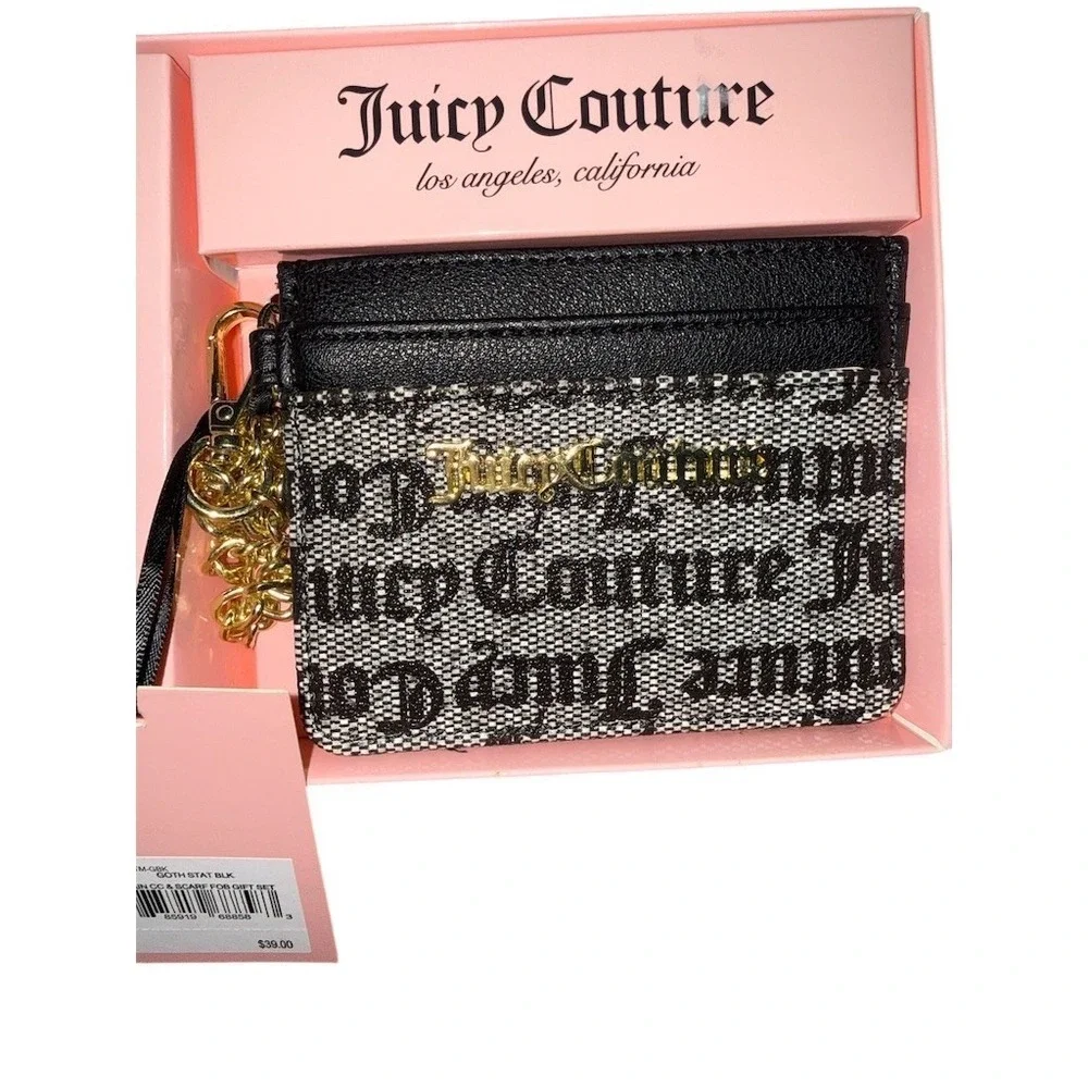 Juicy Couture‎ Card Case Wallet Chain Floral Scarf Bow Keychain 4pc Set box gift